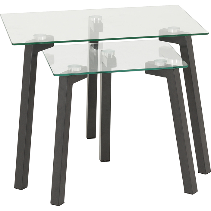 Abbey Clear Glass Grey Nest Of Tables